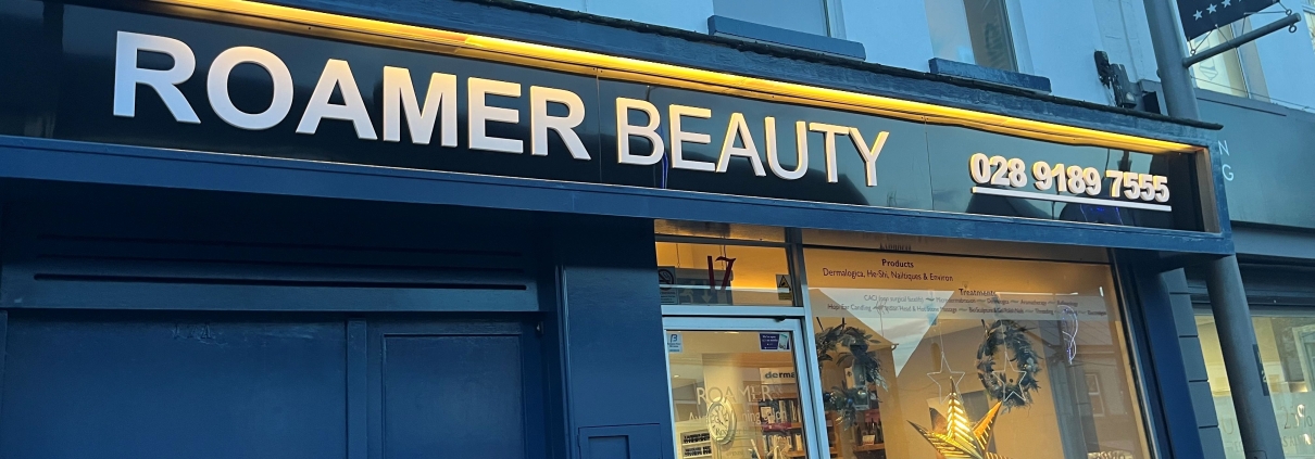 Front view of Roamer Beauty Salon Newtownards. Beauty treatments in Newtownards
