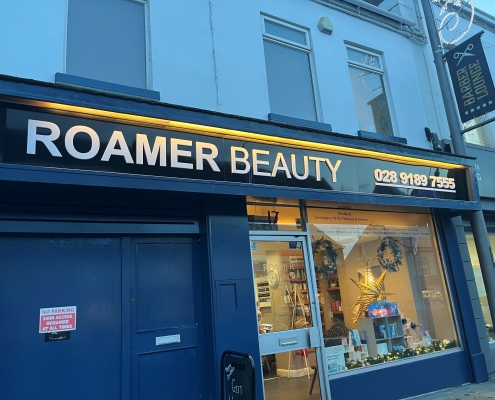 Front view of Roamer Beauty Salon Newtownards. Beauty treatments in Newtownards